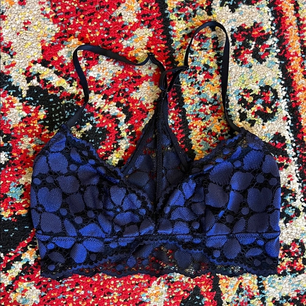 Aerie Lace Bralette in Black and Blue